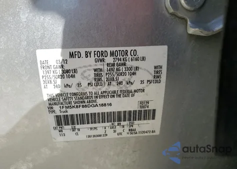 2013 Ford Explorer Limited из США, поврежденный, VIN 1FM5K8F88DGA18816